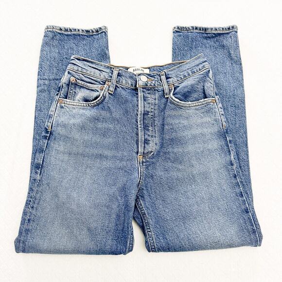 AGOLDE Riley Cropped High Rise Button Fly Denim Jeans A056D-1255 Size 25 - Picture 2 of 9